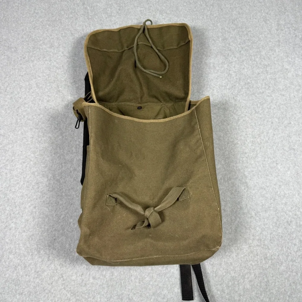 Vintage 80s 90s Military Style Canvas Rucksack Olive Drab Green Backpack Utility